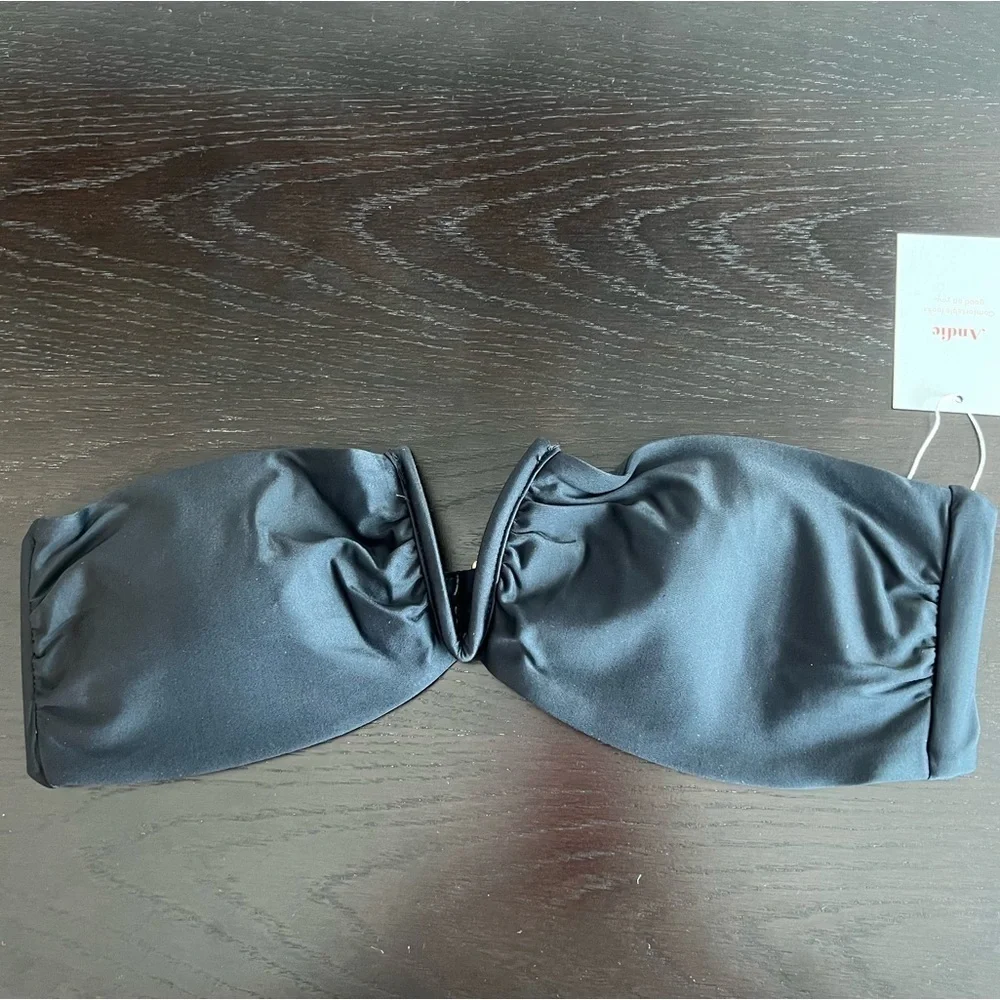 Andie Swim Black Bandeau Padded Scala bikini top NWT